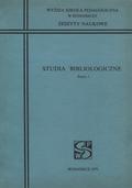 Studia Bibliologiczne. Z. 1.