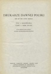 Drukarze dawnej Polski od XV do XVIII wieku. T. 1, cz. 1.