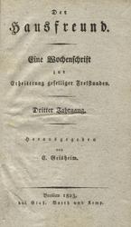 Der Hausfreund. Jahrgang 3 : 1823, Nro. 1-52. Vol. 1-2.