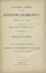 Zwanzig Jahre aus der Regierung Sigismund's I Koenigs von Polen.